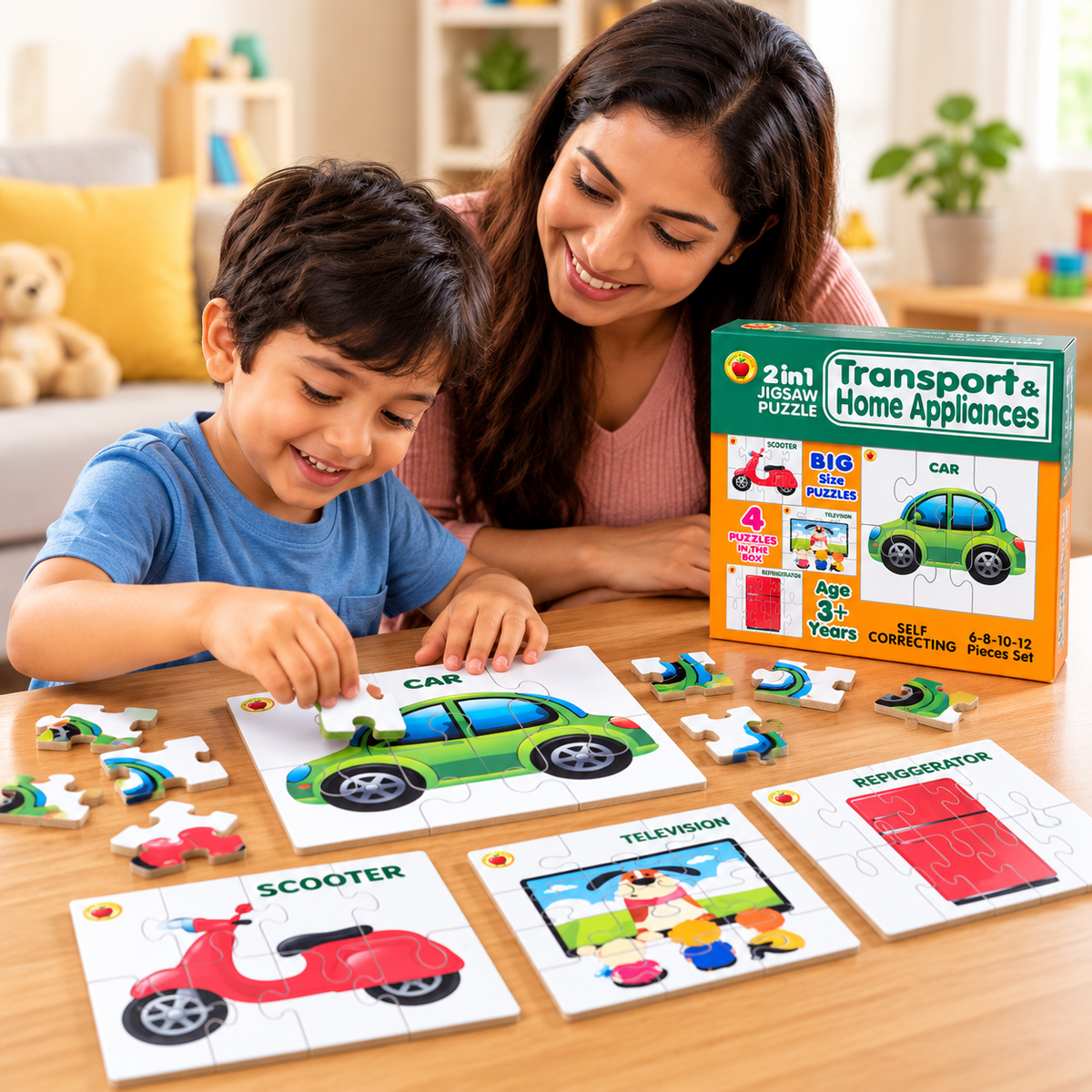 Kids 2 in 1 Jigsaw Puzzle, Problem solving, Brain Development Educational Puzzle for Kids (3 Years+)