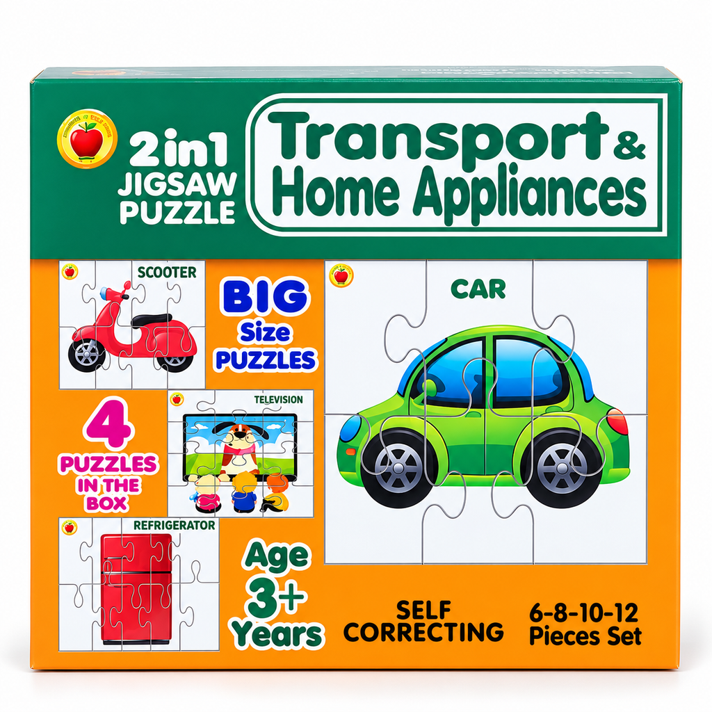 Kids 2 in 1 Jigsaw Puzzle, Problem solving, Brain Development Educational Puzzle for Kids (3 Years+)
