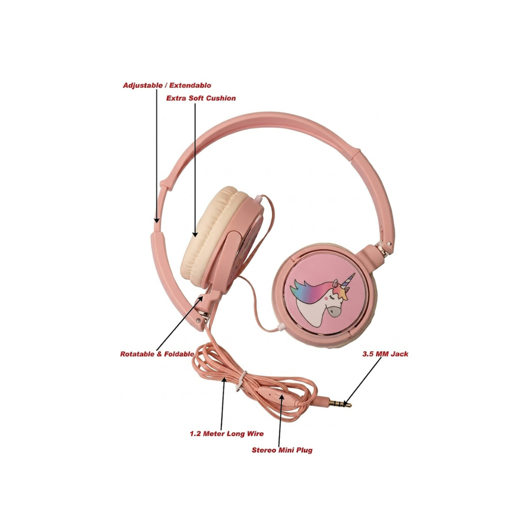 tylie modern Alternatives Unicorn Kids Wire Headphone with mic Foldable On-Ear Headphones Wired Gaming