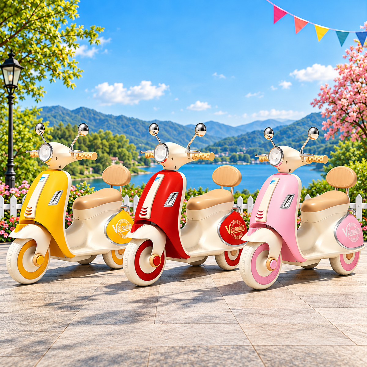 Star Vintage Vespa Battery Operated Bike for Kids, Ride on Toys Kids Bike Scooty Double Motor with Remote Control | Baby Rechargeable Battery Bike | Electric Bike for Kids (2 Years+) Color as Per Availability