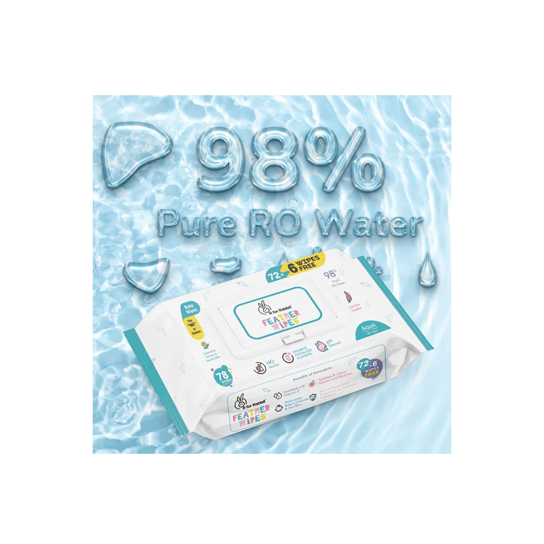 R for Rabbit Baby Care R For Rabbit Feather Aqua Wipes With Calendula Extract (0 Months+)