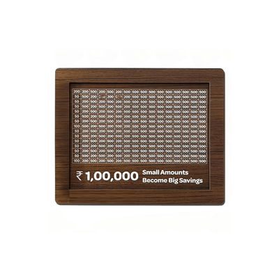 Elisburry Toys Elisburry Wooden Money Piggy Bank, Money Saving Box, With Savings Chart, 100000 Rupees Goal Tracker, Cash Collection Bank for Kids and Adults